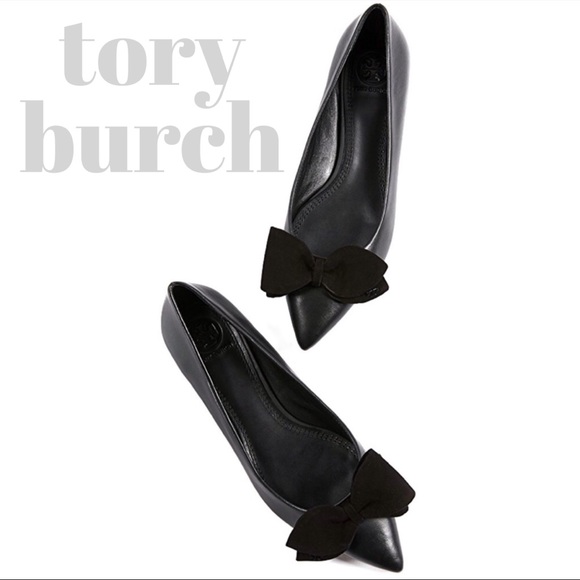 Tory Burch Shoes - ❌SOLD❌Tory Burch Rosalind Black Leather Bow Flats